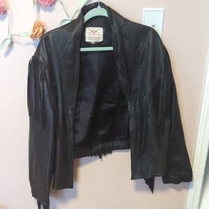 Vintage Ortega Leather Fringe Jacket